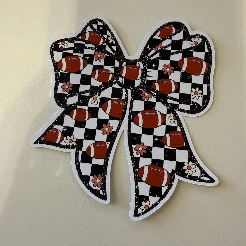 Footballs with flowers bow card stock car freshie scent varie‎ air freshener